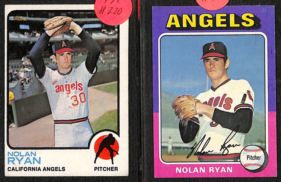 Lot of (10) 1970s Topps Nolan Ryan Baseball Cards