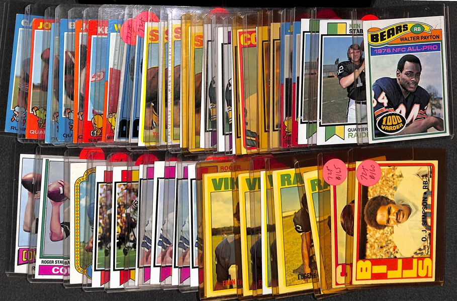 Lot of (40+) 1970s Topps Cards w. Walter Payton 2nd Year, Sayers, Staubach and Stabler Rookies and Many More