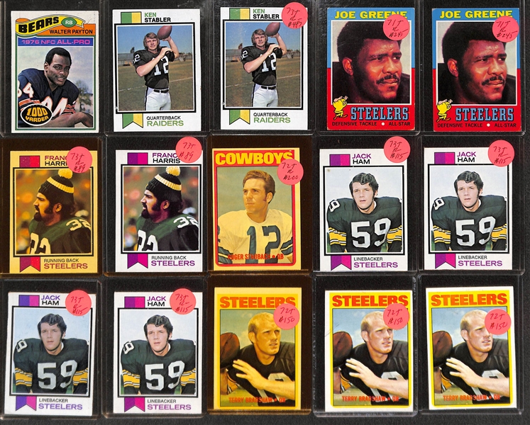 Lot of (40+) 1970s Topps Cards w. Walter Payton 2nd Year, Sayers, Staubach and Stabler Rookies and Many More