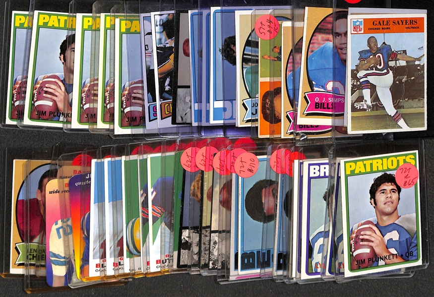 Lot of (40+) 1950s-70s Football Stars and Hall of Famers Featuring Gale Sayers and  OJ Simpson Rookies