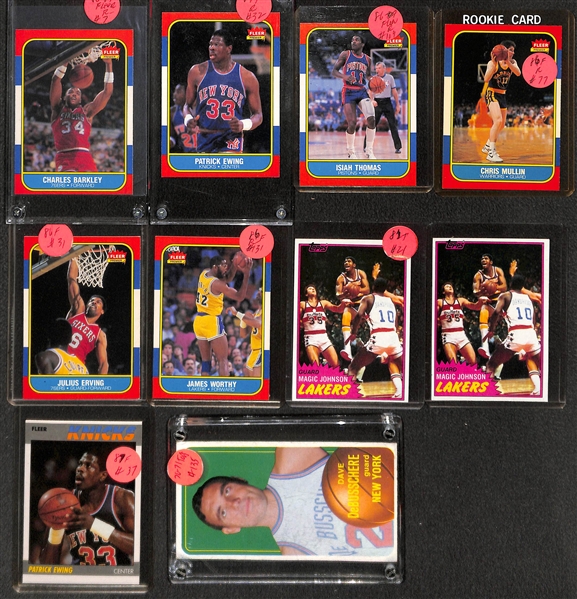 Lot of (10) Mostly 1980s Basketball Feat. Many from 1986-87 Fleer Barkley and Ewing Rookies