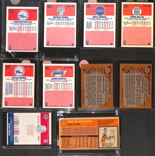 Lot of (10) Mostly 1980s Basketball Feat. Many from 1986-87 Fleer Barkley and Ewing Rookies