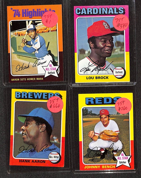 Lot of (150+) 1975 Topps Baseball Cards Feat (3) Gary Carter and (3) Jim Rice Rookies, and Many More Stars