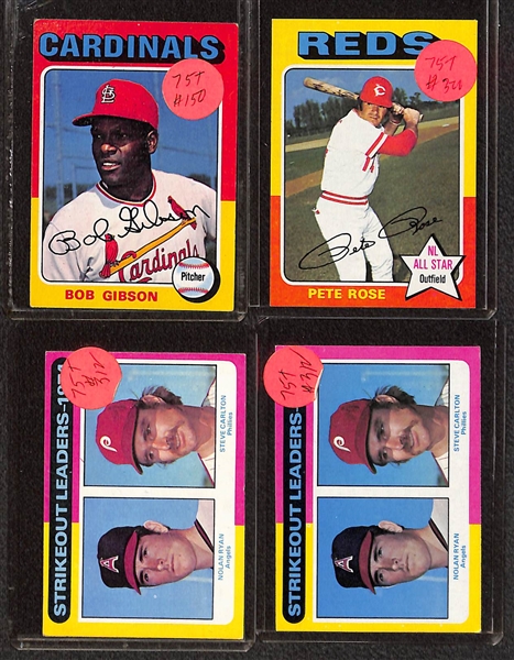 Lot of (150+) 1975 Topps Baseball Cards Feat (3) Gary Carter and (3) Jim Rice Rookies, and Many More Stars