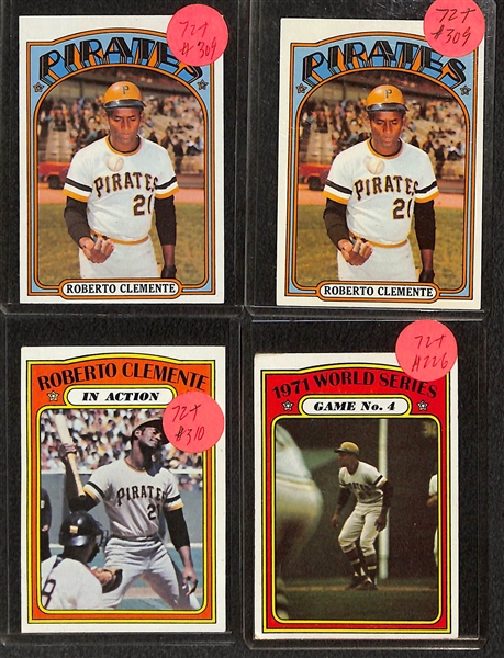Lot of (150+) 1972 Topps Baseball Cards Feat. (6) Carlton Fisk Rookies, and Many Stars Such as Aaron, Clemente and More