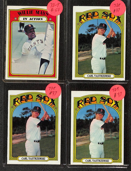 Lot of (150+) 1972 Topps Baseball Cards Feat. (6) Carlton Fisk Rookies, and Many Stars Such as Aaron, Clemente and More