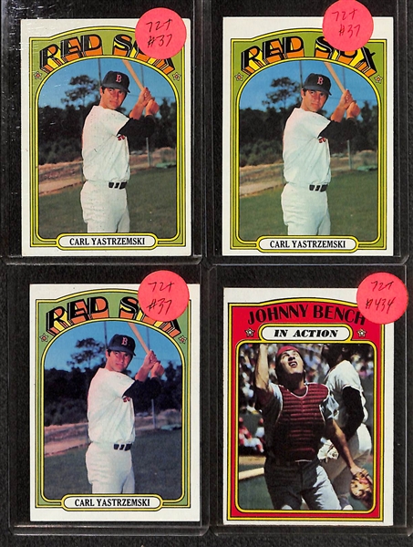 Lot of (150+) 1972 Topps Baseball Cards Feat. (6) Carlton Fisk Rookies, and Many Stars Such as Aaron, Clemente and More