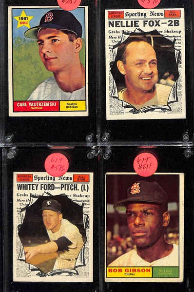 Lot of (30) 1961 Topps Baseball w. Maris, Musial, Aaron, Mays, Banks, Billy Williams Rookie and Many More