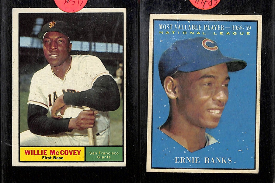 Lot of (30) 1961 Topps Baseball w. Maris, Musial, Aaron, Mays, Banks, Billy Williams Rookie and Many More
