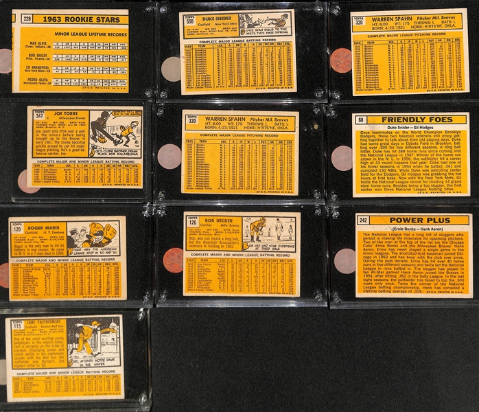Lot of (18) 1963 Topps Baseball w. Banks, Mays, Gibson, Maris, and More!