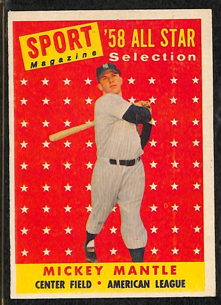 Lot of (5) Vintage Baseball Cards 1953-1960 w. 1960 Topps Mickey Mantle
