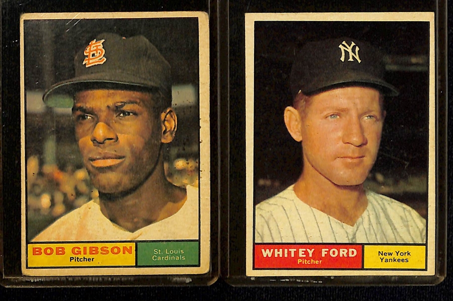 Lot of (65) 1961 Topps Baseball Cards w. Billy Williams & Ron Santo Rookie Cards