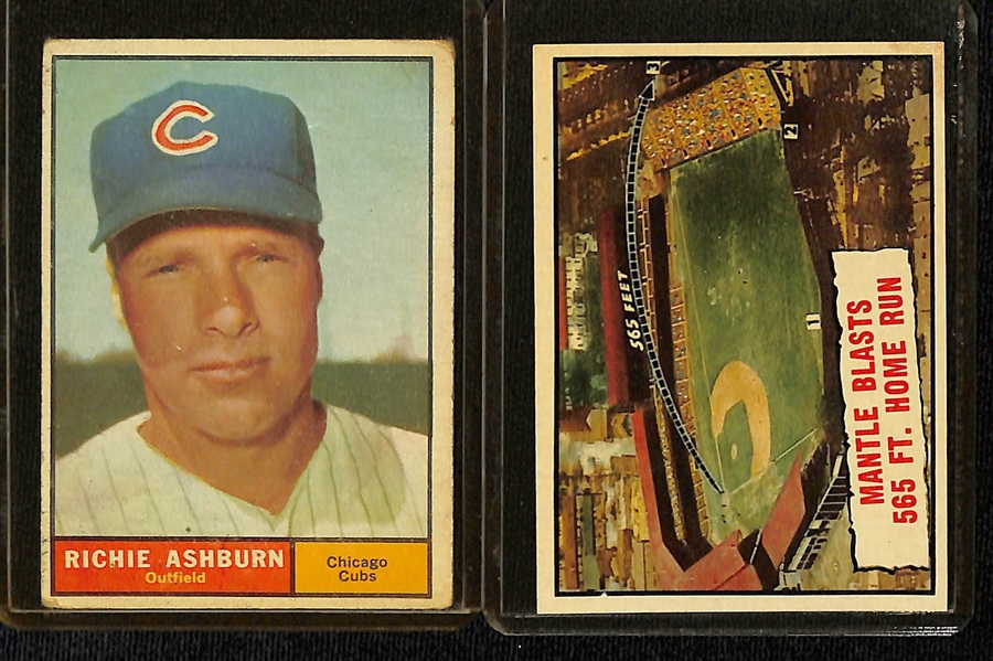 Lot of (65) 1961 Topps Baseball Cards w. Billy Williams & Ron Santo Rookie Cards