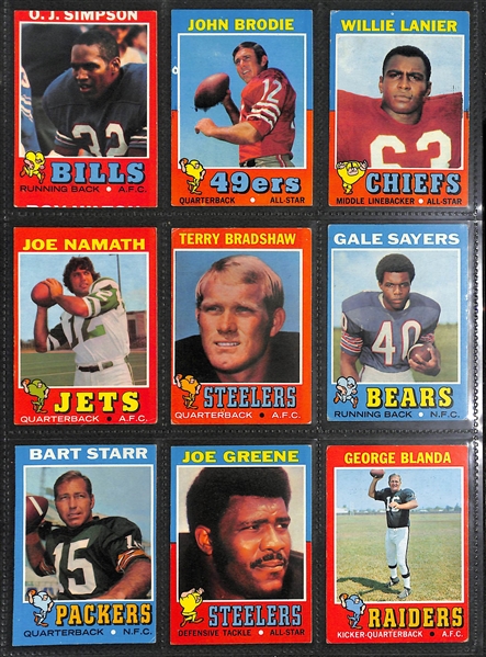 Lot of (100+) Football Cards from 1961-1989 w. 1971 Topps Bradshaw & Green Rookie Cards