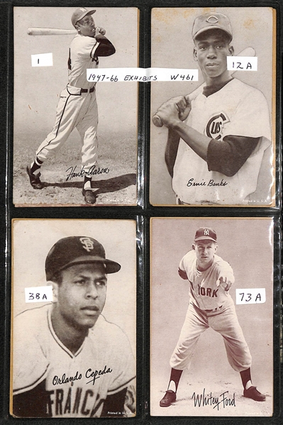 Lot of (45) 1947-66 Exhibit Baseball Cards & (65) 1952-53 Red Man Baseball Cards w. 1952 Red Man Willie Mays (No Tab)