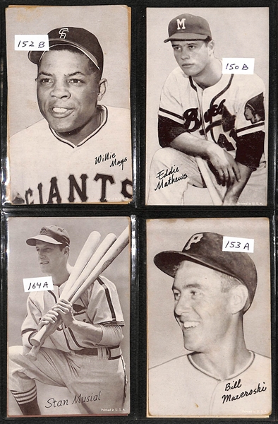 Lot of (45) 1947-66 Exhibit Baseball Cards & (65) 1952-53 Red Man Baseball Cards w. 1952 Red Man Willie Mays (No Tab)