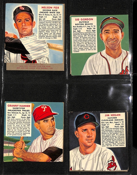 Lot of (45) 1947-66 Exhibit Baseball Cards & (65) 1952-53 Red Man Baseball Cards w. 1952 Red Man Willie Mays (No Tab)