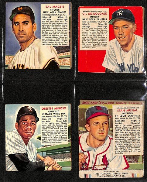 Lot of (45) 1947-66 Exhibit Baseball Cards & (65) 1952-53 Red Man Baseball Cards w. 1952 Red Man Willie Mays (No Tab)