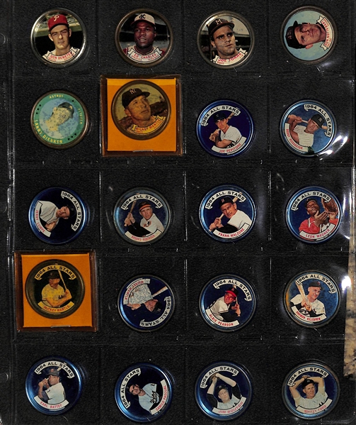 Lot of (24) 1962-63 Salada Coins, (100+) 1964 Topps Coins, & (200+) 1971 Topps Coins w. 1962 Sandy Koufax Salada