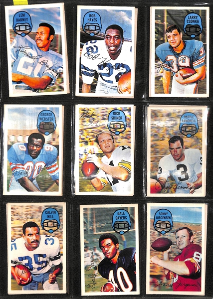 1970 Kellogg's Near Complete Football Set - 57 of 60 Cards - w. Johnny Unitas & OJ Simpson - & 1970 Topps Mini Super 33-Card Complete Set