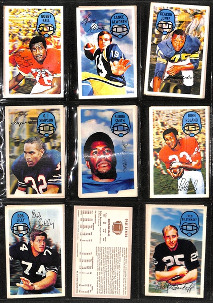 1970 Kellogg's Near Complete Football Set - 57 of 60 Cards - w. Johnny Unitas & OJ Simpson - & 1970 Topps Mini Super 33-Card Complete Set