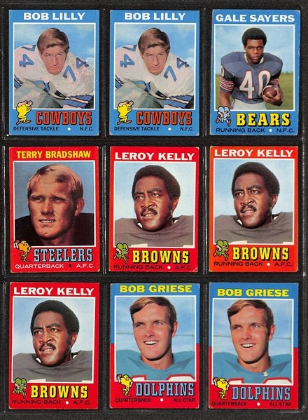 Lot of (350+) 1957-1972 Topps Football Cards w. 1971 Topps Terry Bradshaw Rookie Card
