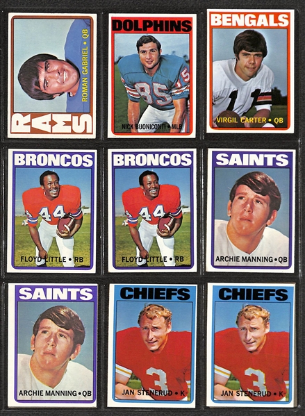 Lot of (350+) 1957-1972 Topps Football Cards w. 1971 Topps Terry Bradshaw Rookie Card