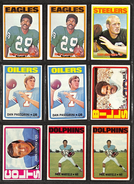 Lot of (350+) 1957-1972 Topps Football Cards w. 1971 Topps Terry Bradshaw Rookie Card