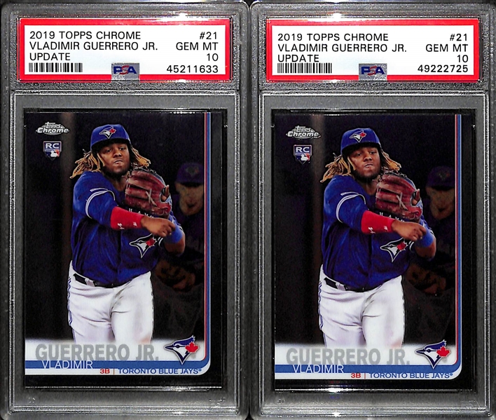 (2) Gem Mint 2019 Vladimir Guerrero Jr. Topps Chrome Update Rookie Cards (#21) - Both Graded PSA 10 Gem Mint!