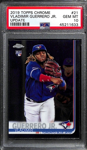 (2) Gem Mint 2019 Vladimir Guerrero Jr. Topps Chrome Update Rookie Cards (#21) - Both Graded PSA 10 Gem Mint!