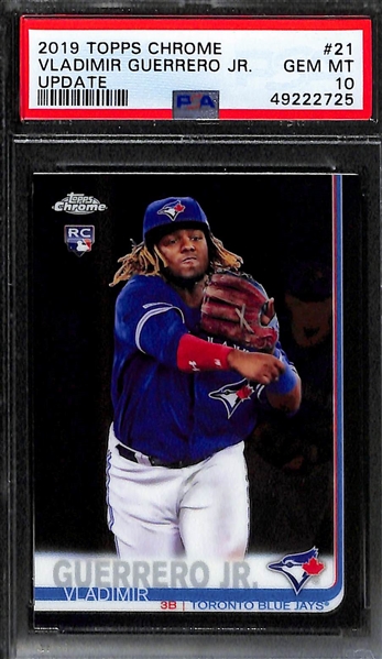 (2) Gem Mint 2019 Vladimir Guerrero Jr. Topps Chrome Update Rookie Cards (#21) - Both Graded PSA 10 Gem Mint!