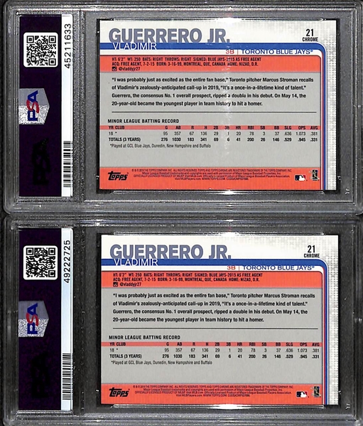 (2) Gem Mint 2019 Vladimir Guerrero Jr. Topps Chrome Update Rookie Cards (#21) - Both Graded PSA 10 Gem Mint!