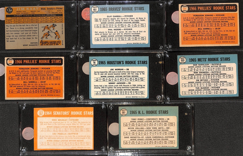 Lot of (8) 1960s Topps Baseball Rookie Star Cards Feat. Niekro, Kaat, Morgan, Perez and Others