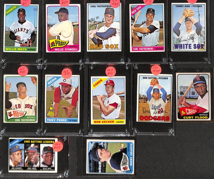 Lot of (12) 1965-67 Topps Baseball Stars w. Mays, Yastrzemski, Stargell and Others