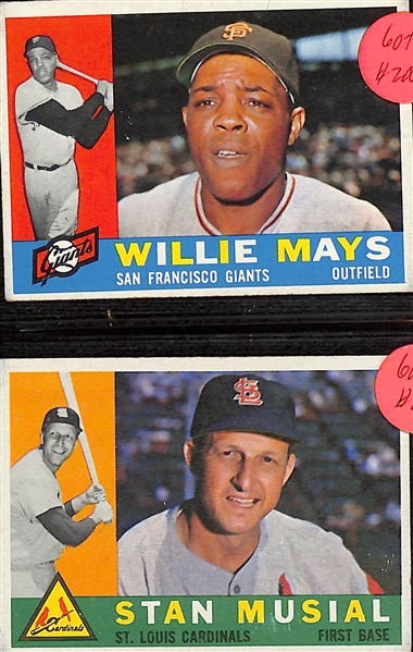 Lot of (25+) 1960 Topps Baseball Star W. Willie Mays, Ernie Banks, Roger Maris and Many More 
