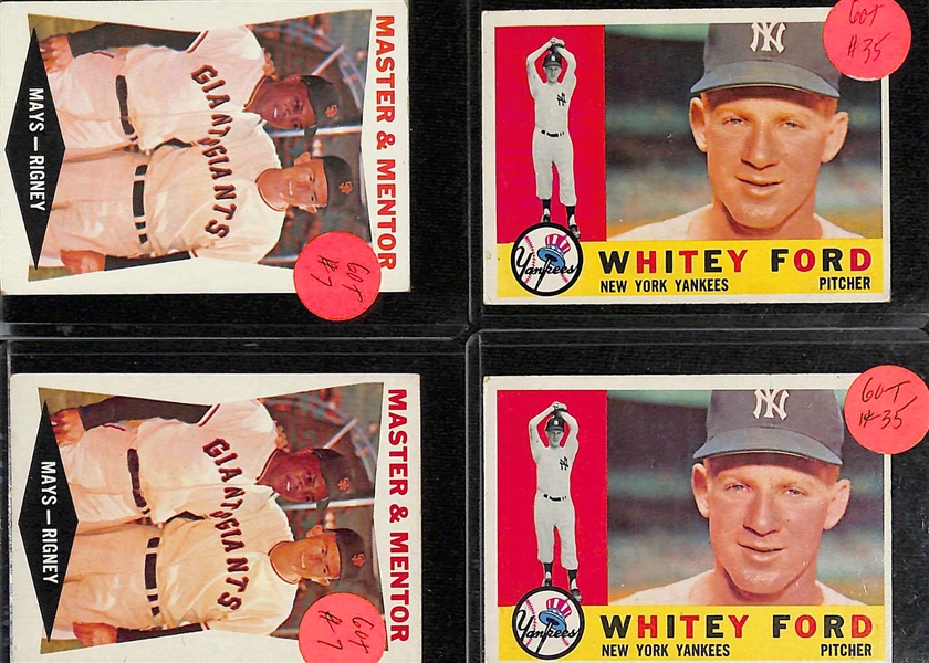 Lot of (25+) 1960 Topps Baseball Star W. Willie Mays, Ernie Banks, Roger Maris and Many More 