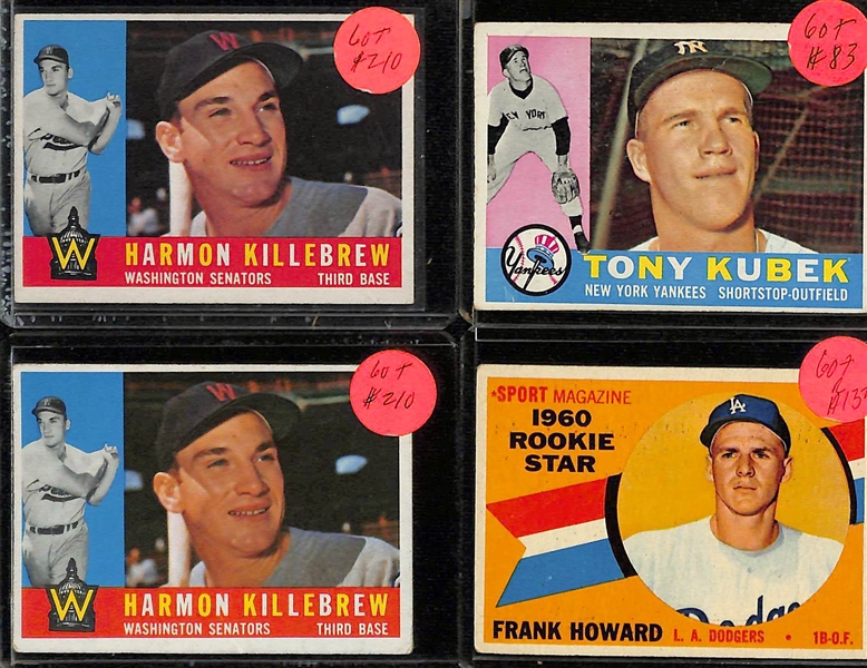 Lot of (25+) 1960 Topps Baseball Star W. Willie Mays, Ernie Banks, Roger Maris and Many More 