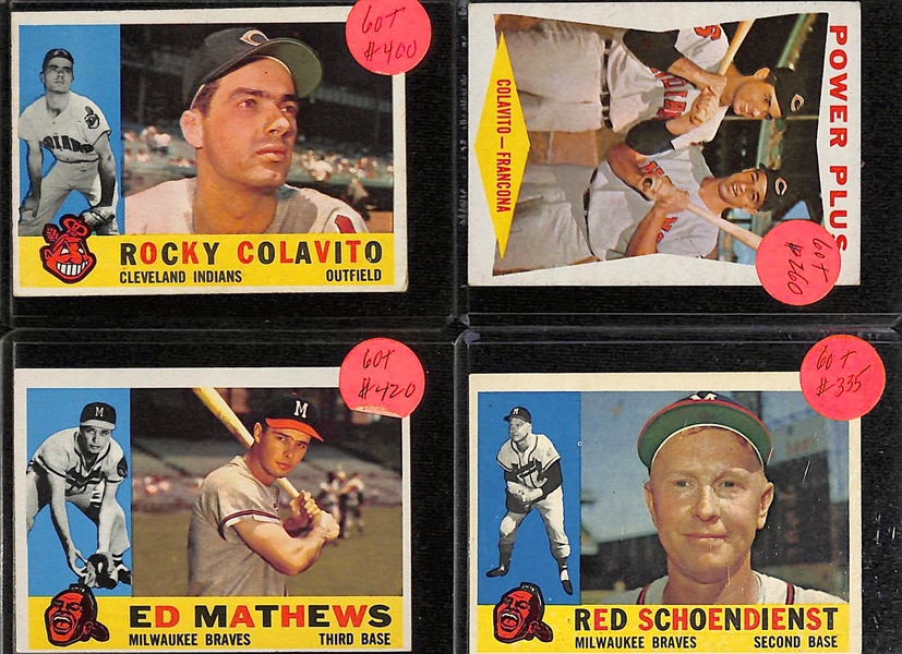 Lot of (25+) 1960 Topps Baseball Star W. Willie Mays, Ernie Banks, Roger Maris and Many More 