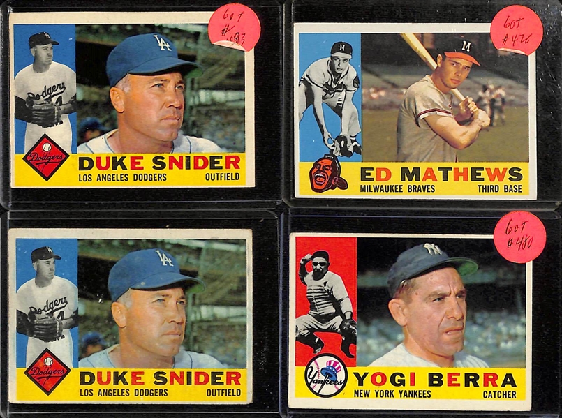 Lot of (25+) 1960 Topps Baseball Star W. Willie Mays, Ernie Banks, Roger Maris and Many More 
