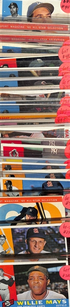 Lot of (25+) 1960 Topps Baseball Star W. Willie Mays, Ernie Banks, Roger Maris and Many More 