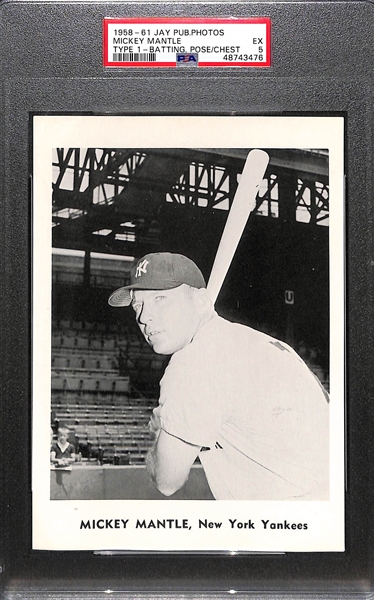 (3) Yankees 1958-61 Jay Publishing Graded Photos w. Mickey Mantle (PSA 5), Yogi Berra (PSA 5), Roger Maris (PSA 2)