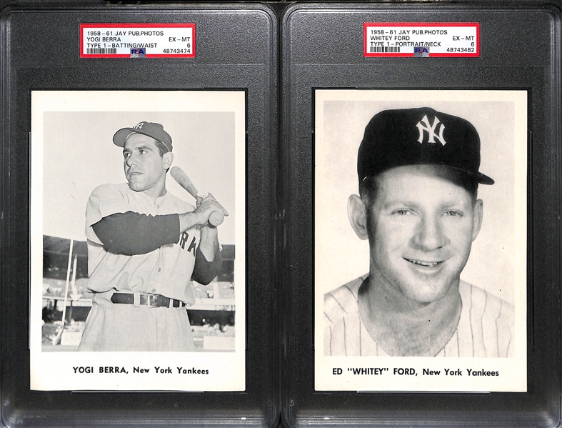 (15) Yankees 1958-61 Jay Publishing Photos w. (3) Graded - Whitey Ford (PSA 6), Yogi Berra (PSA 6), Roger Maris (PSA 5)