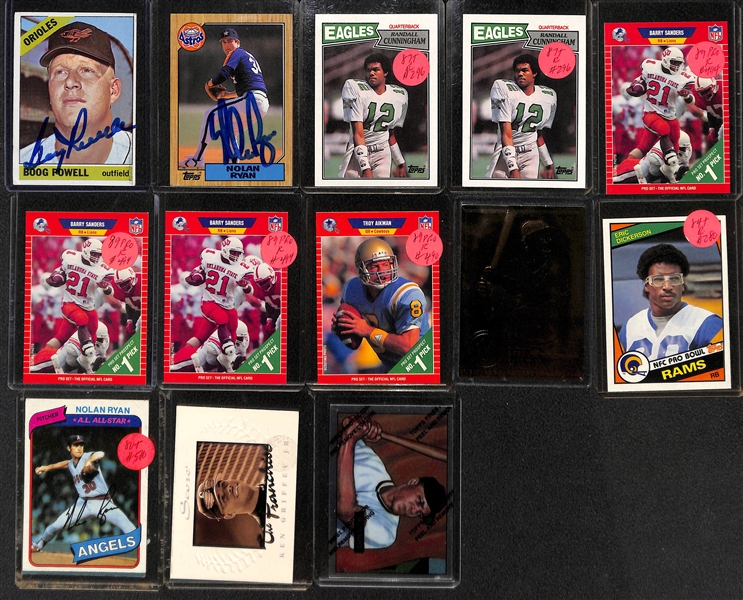 Sports Card Lot (18 Cards) w. Nolan Ryan & Boog Powell Signed Cards (JSA Auction Letter)