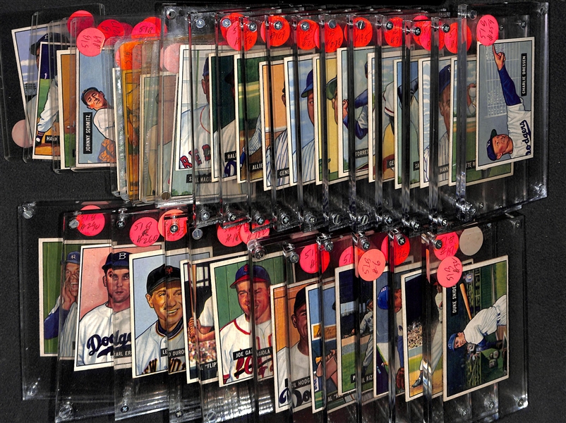 Lot of (35) 1951 Bowman Baseball Cards (Many VG-EX+) w. Duke Snider, Durocher, Rizzuto, Schoendienst, Hodges, + 