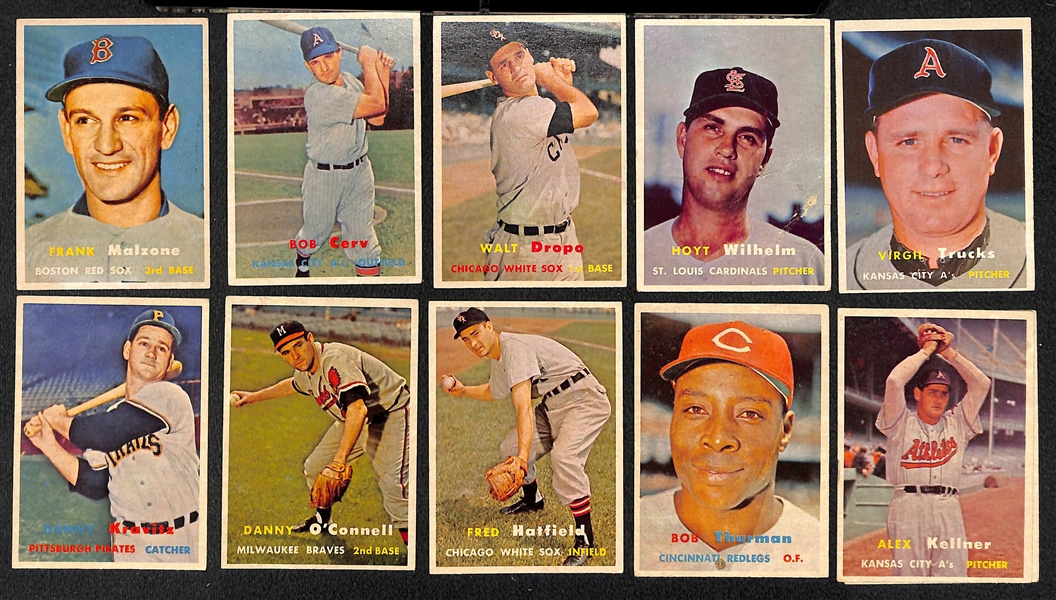 Lot of Over (220) 1957 Topps Baseball Cards inc. (25) Short Print 2nd Series Cards (Between #s 265-352)