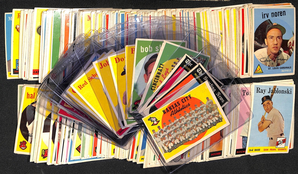 Lot of Over (330) 1958-1959 Topps Baseball Cards (Mostly Commons w. Duplicates)