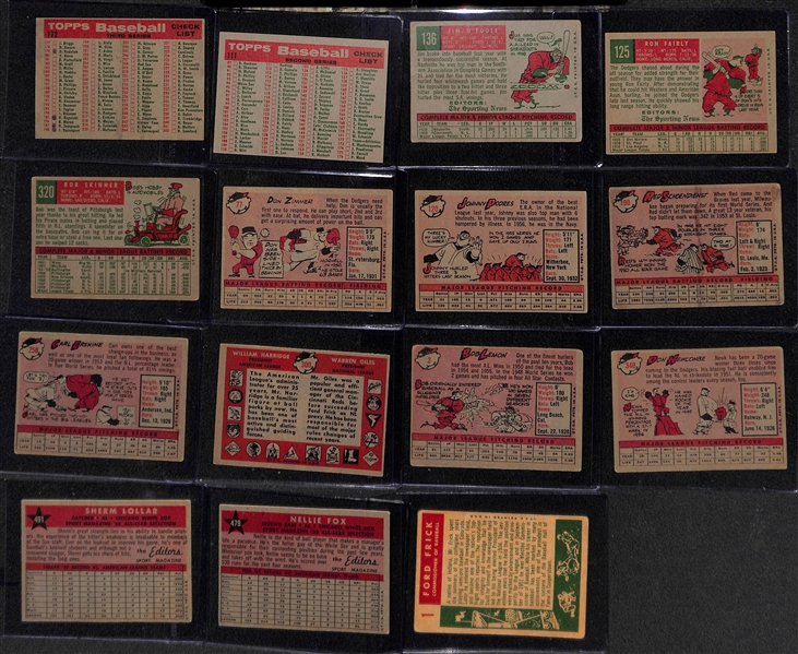 Lot of Over (330) 1958-1959 Topps Baseball Cards (Mostly Commons w. Duplicates)