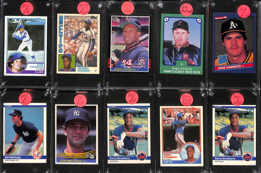 Lot of (50) 1980s Rookie Cards w. Gwynn, Mattingly, MCGwire, Boggs, Clemens, Sandberg, J. Carter, +