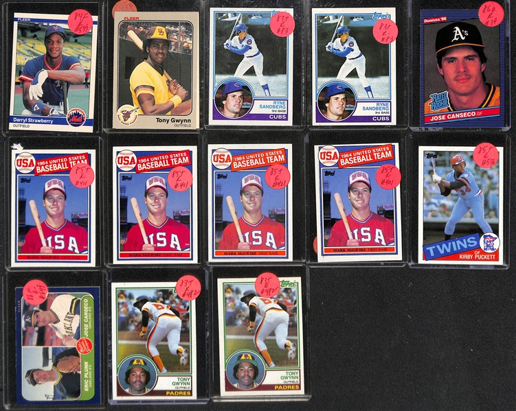 Lot of (50) 1980s Rookie Cards w. Gwynn, Mattingly, MCGwire, Boggs, Clemens, Sandberg, J. Carter, +