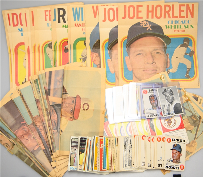 Lot of (100+) Topps & Fleer Insert Cards from 1968-1973 w. 1969 Topps Deckle Edge Roberto Clemente